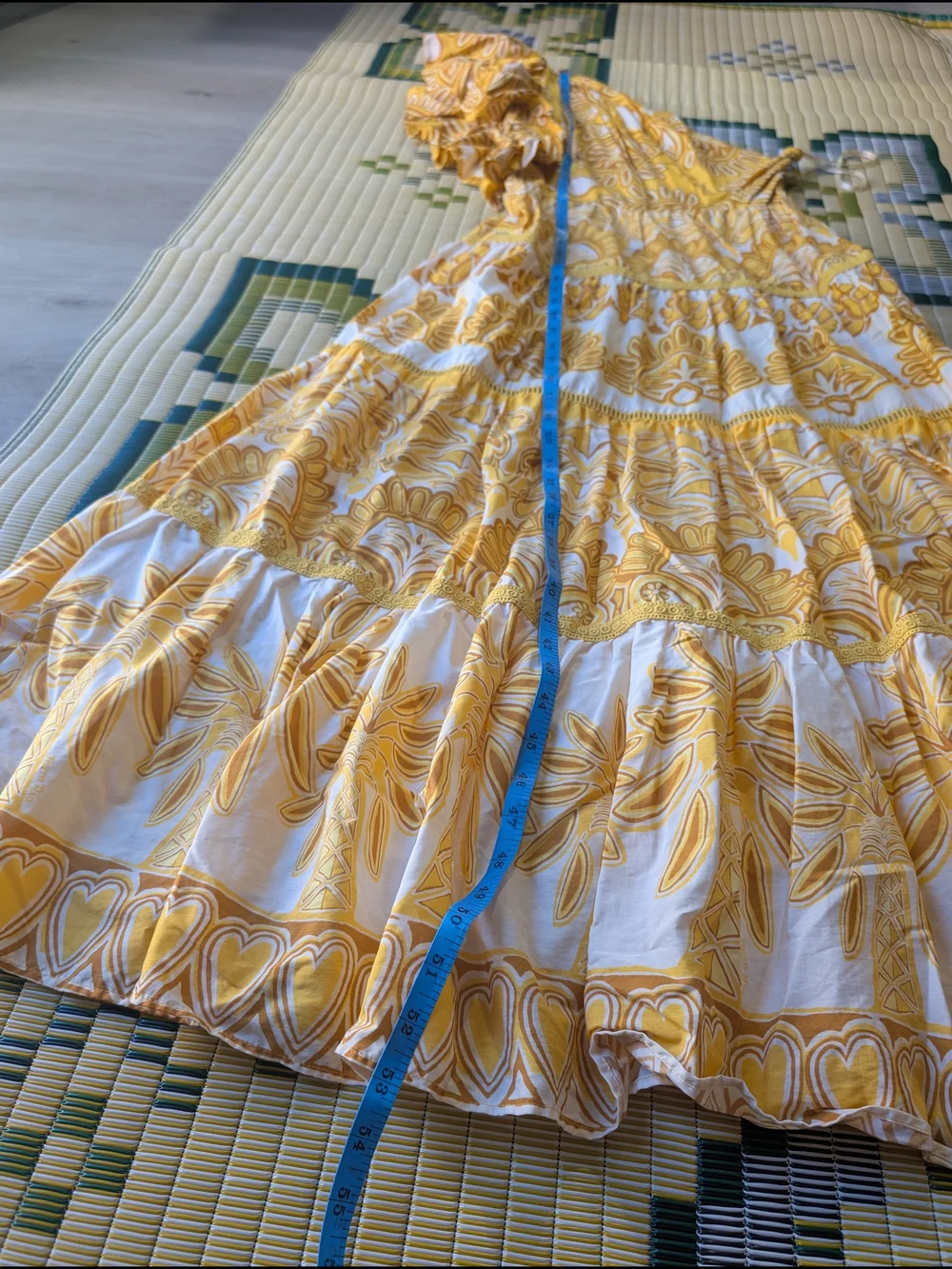 FARM Rio One-Shoulder Yellow & Cream Patterned Maxi Dress - Picture 4 of 13